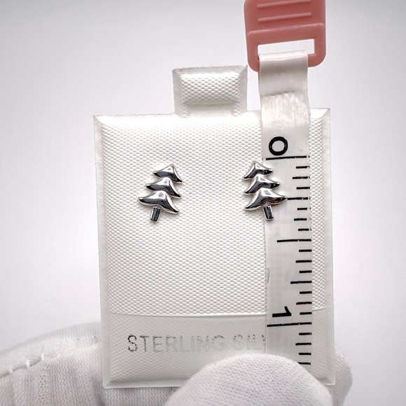 .925 Sterling Silver Christmas Tree Stud Earrings - Picture 9 of 13